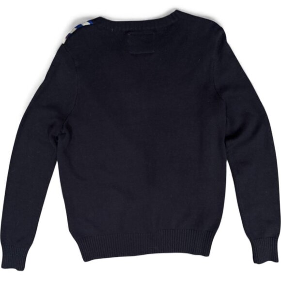 Abercrombie & Fitch Women’s Navy Plaid Fuzzy Soft Knit Sweater Size Medium – NWT - Picture 2 of 6